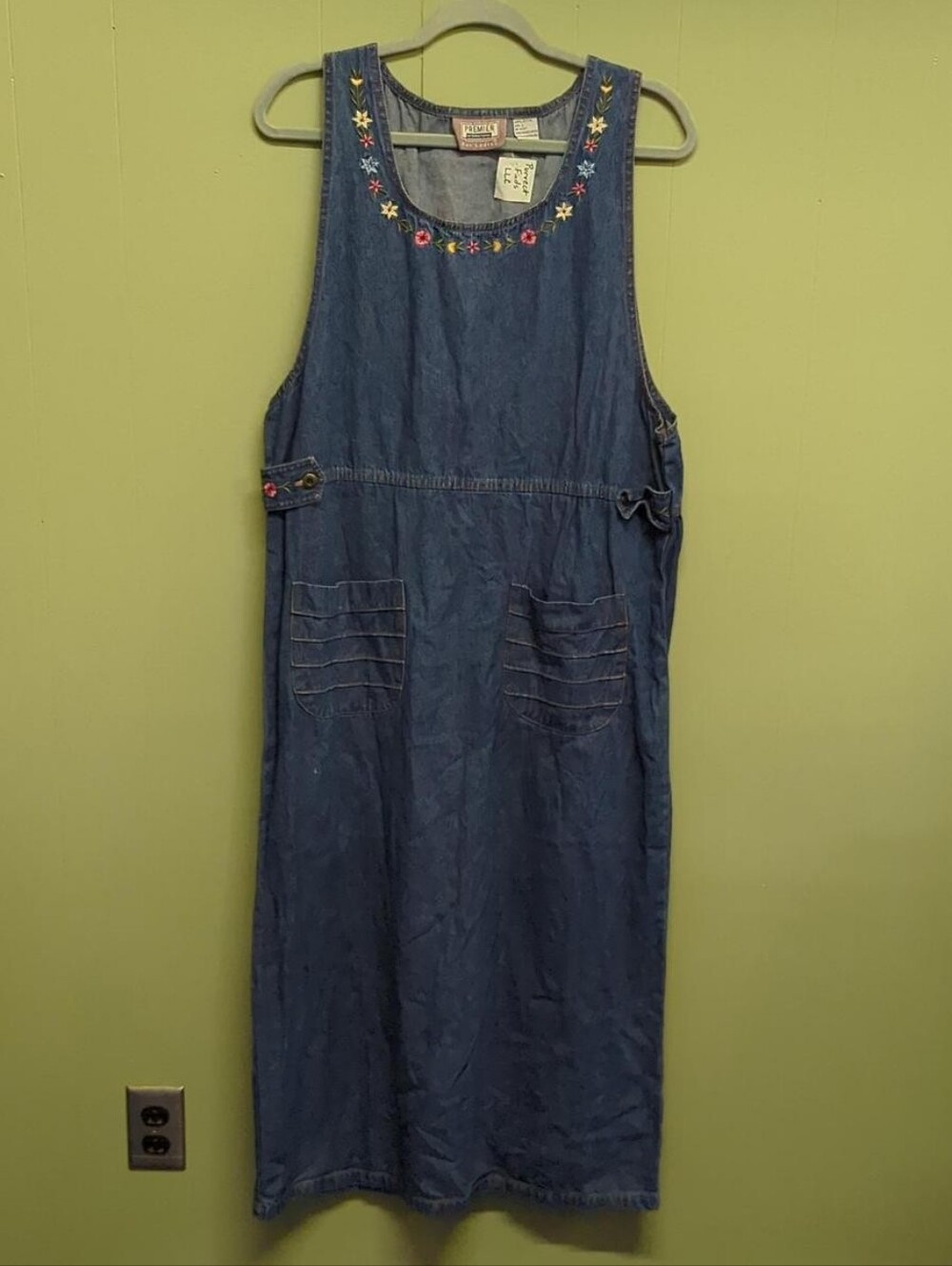 Vintage Embroidered Blue Denim Dress Premier international Size Large